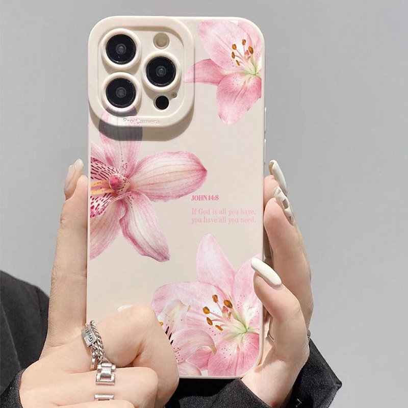 Phone Cases Unique - Blauwe Bloemendruk Siliconen INS Telefoonhoesje voor