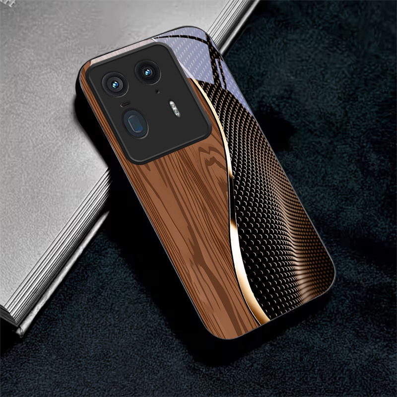 Phone Cases For Motorola - Fiber Gold Trim Zwarte Glazen Telefoonhoes