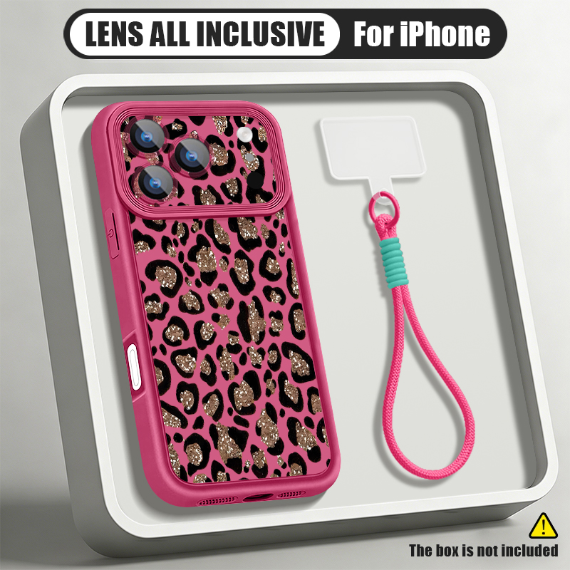 Phone Cases Brown - Bruin luipaardprint telefoonhoesje met polsbandje voor