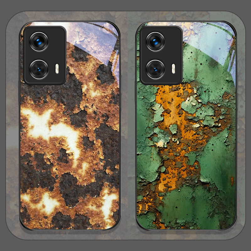 Phone Cases For Motorola - Creatieve Roestige Metalen Oppervlak Patroon Gehard