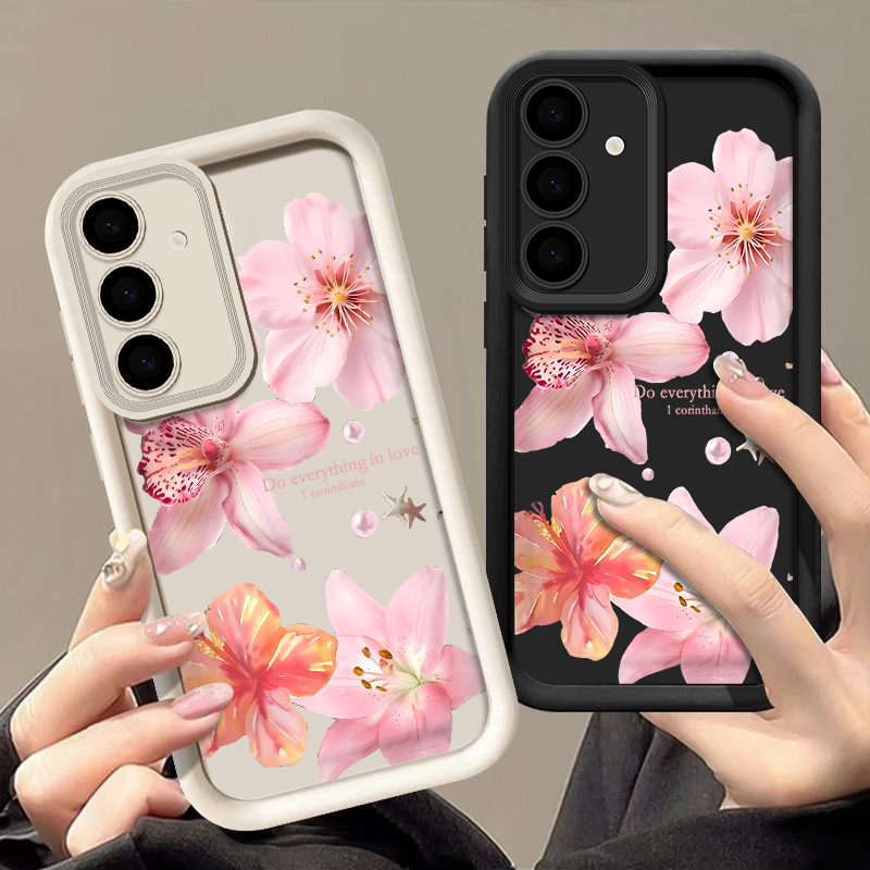Phone Cases Galaxy A17 - Roze bloemen telefoonhoesje voor Samsung Galaxy