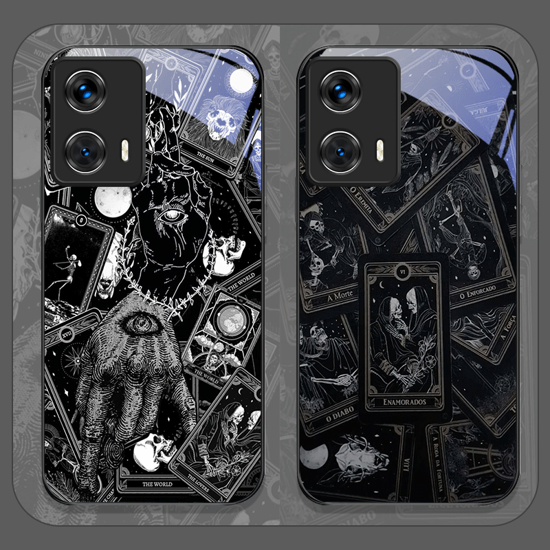 Phone Cases For Motorola - Vintage Gotische Tarotkaarten Geprint Gehard Glas