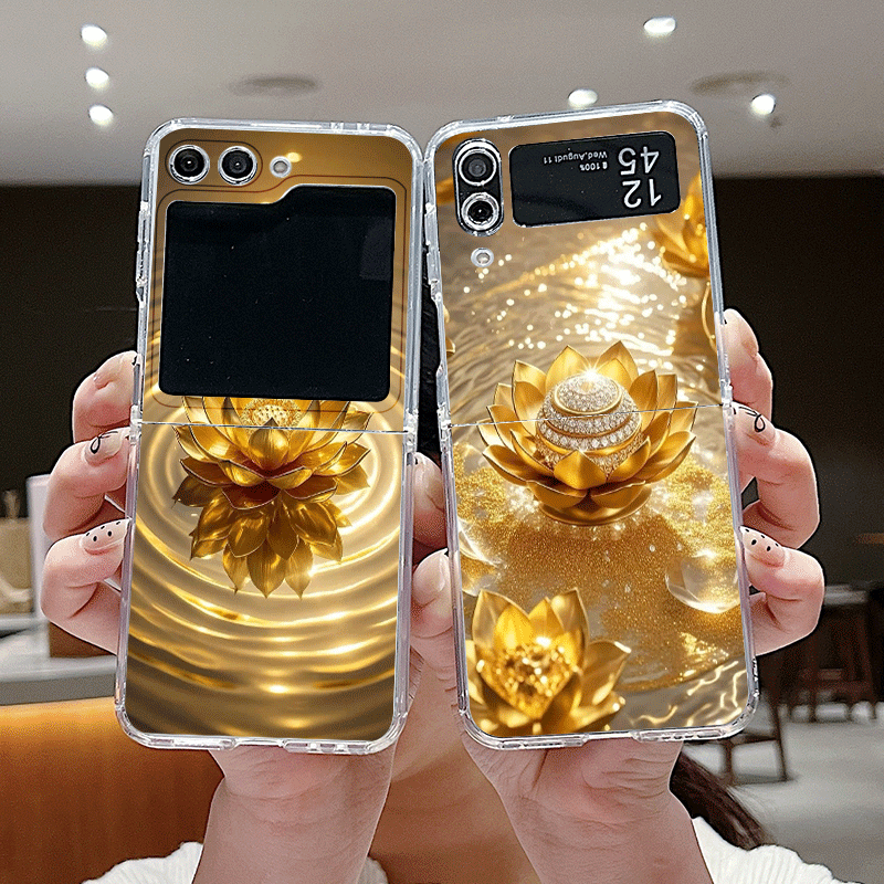 Phone Cases Z Fold 6 - Creatieve Gouden Lotusbloem Patroon Telefoonhoesje voor