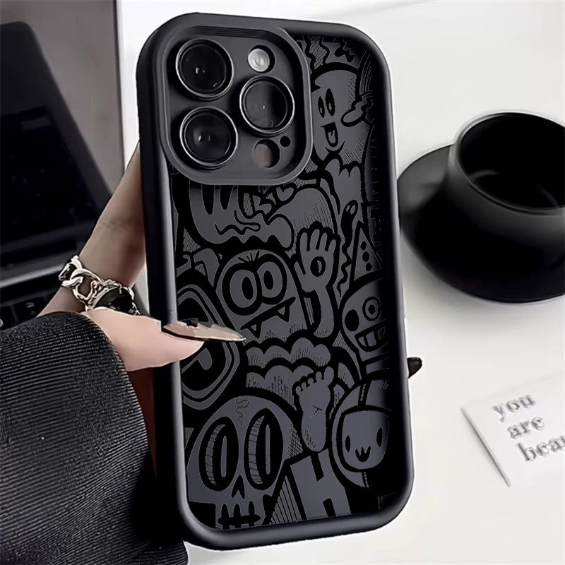 Phone Cases With Camera Cover - Zwarte Graffiti Telefoonhoesje voor iPhone 17