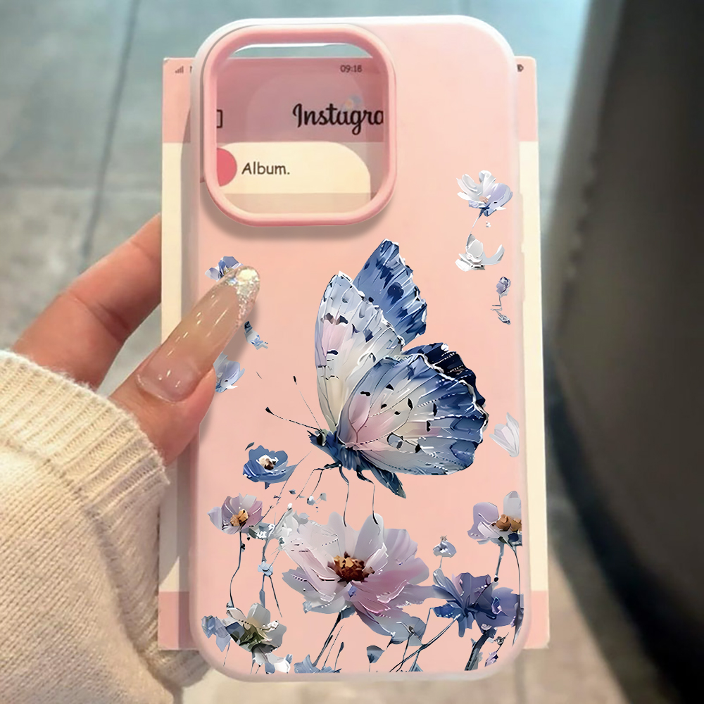 Phone Cases Galaxy A17 - Aquarel Blauw Paarse Vlinder Bloemige Telefoonhoesje