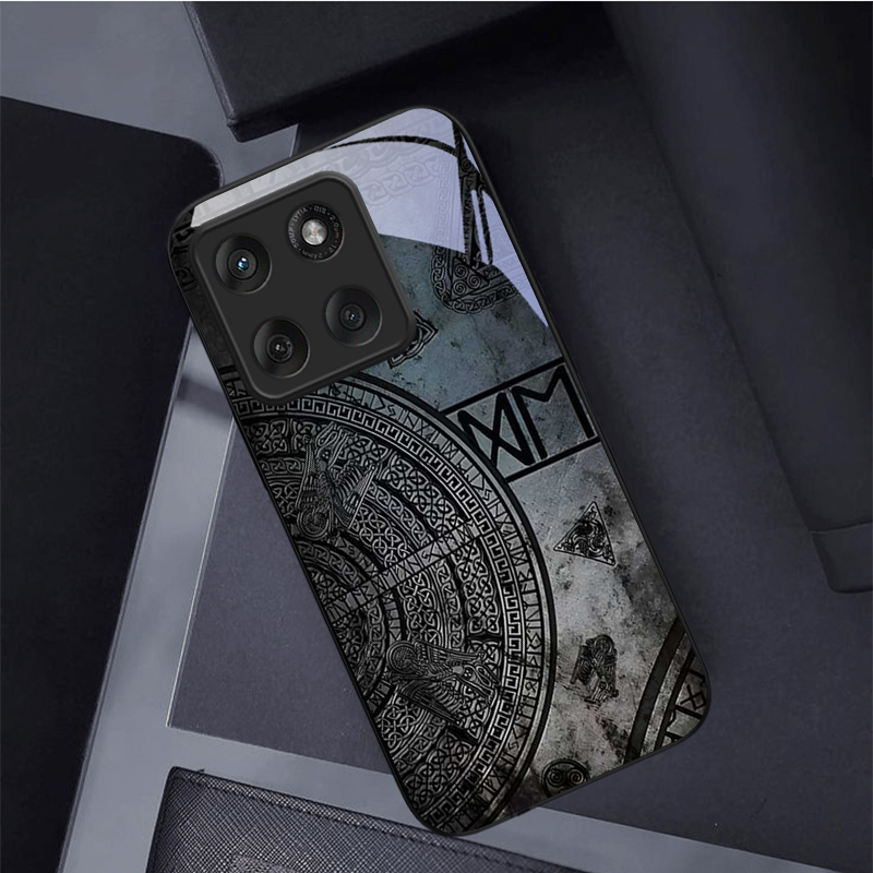 Phone Cases For Motorola - Oud Noors Codex Zwart Glazen Telefoonhoesje
