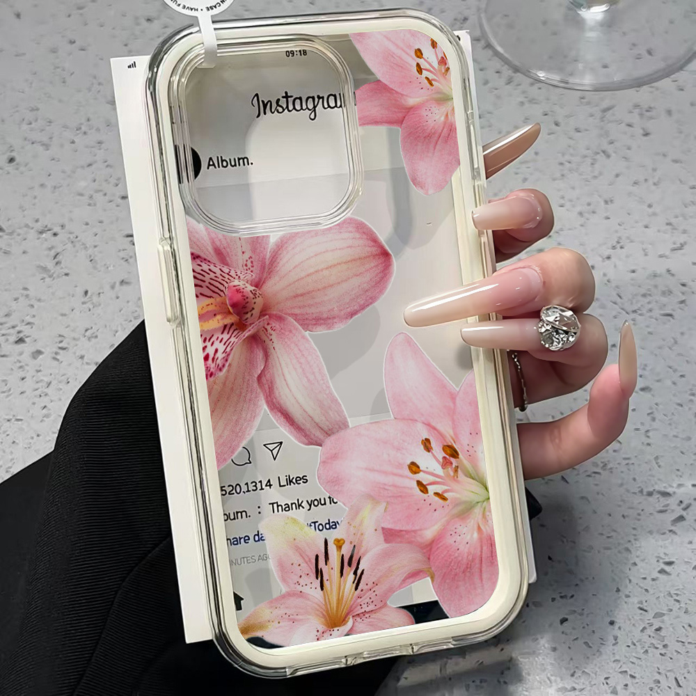 Phone Cases Unique - Roze Lelie Bloem Transparante Telefoonhoesje voor