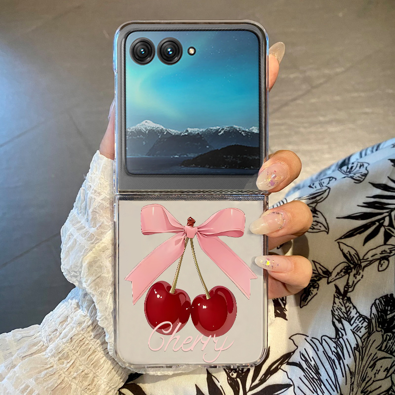 Phone Cases For Motorola - Roze kersen strik print telefoonhoesje voor