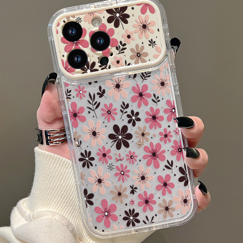 Phone Cases Brown - Cottagecore pastelroze bruine kleine bloemetjes flip