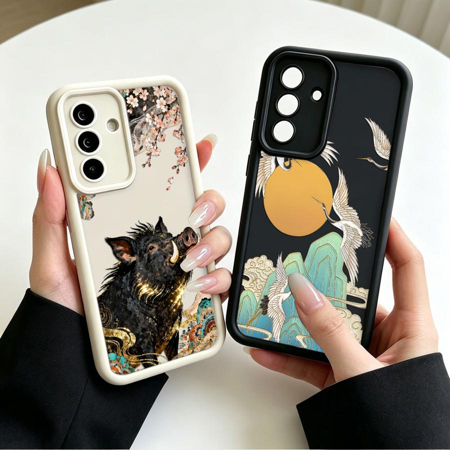 Phone Cases Galaxy A17 - Cartoon Kraanvogel Wilde Zwijn Telefoonhoesje voor