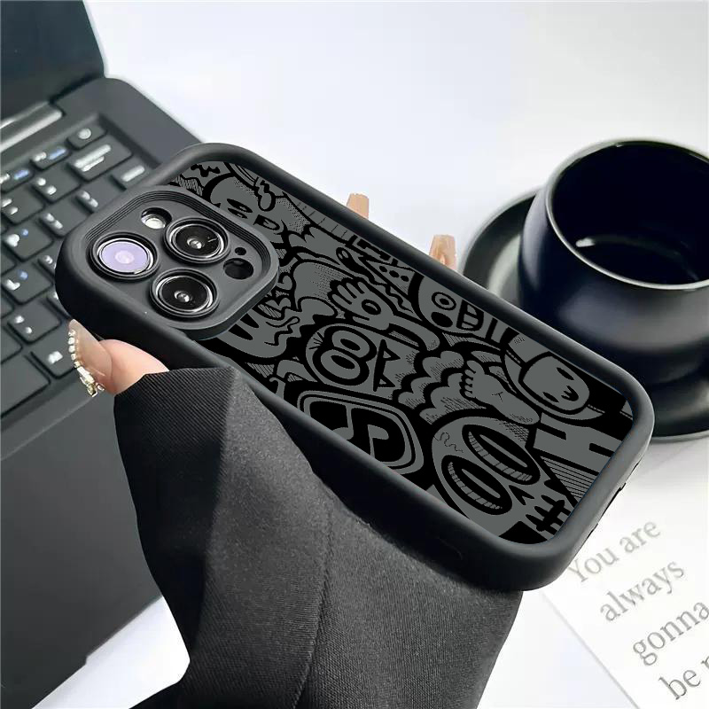 Zwarte Graffiti Telefoonhoesje - Phone Cases With Camera Cover recensie en prijs