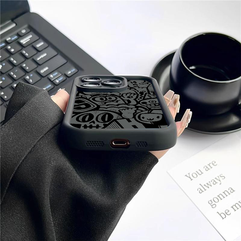 Zwarte Graffiti Telefoonhoesje - Phone Cases With Camera Cover recensie en prijs