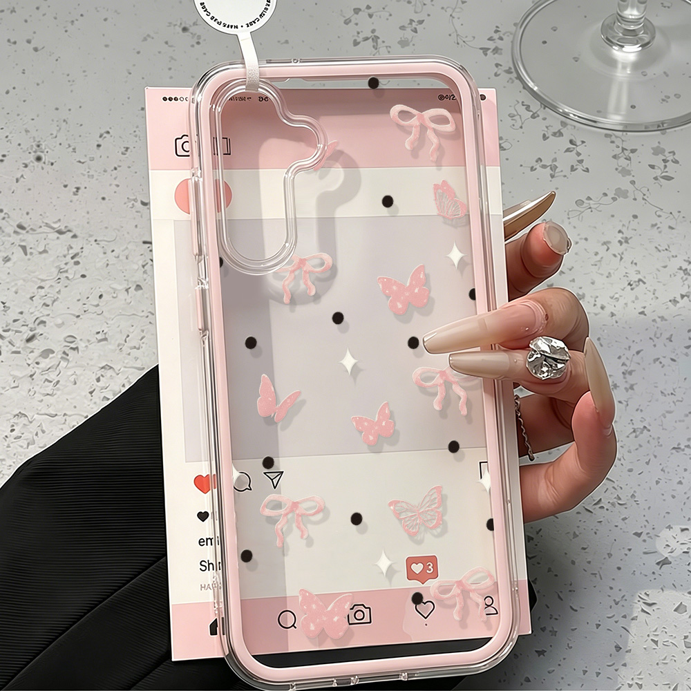 Schattig roze strik zachte tel - Phone Cases With Camera Cover recensie en prijs